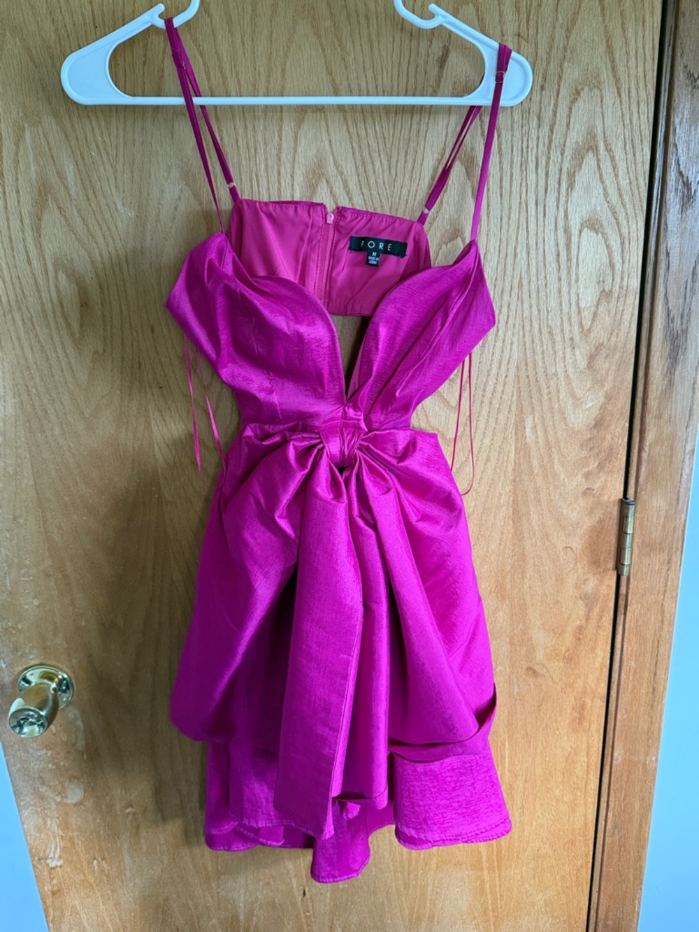 G/FORE Hot Pink Mini Dress with Draped Bow Detail